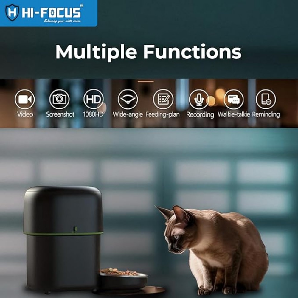 Image showcasing HI-Focus Automatic Pet Feeder with Camera - 5G WiFi App Control, 1080p ...